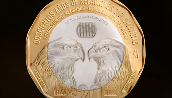 Venden a más de 1 millón de pesos moneda de 20 pesos con doble águila (Foto: difusión)