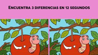 Encuentra 3 diferencias entre las imágenes de la manzana y el gusano en 12 segundos