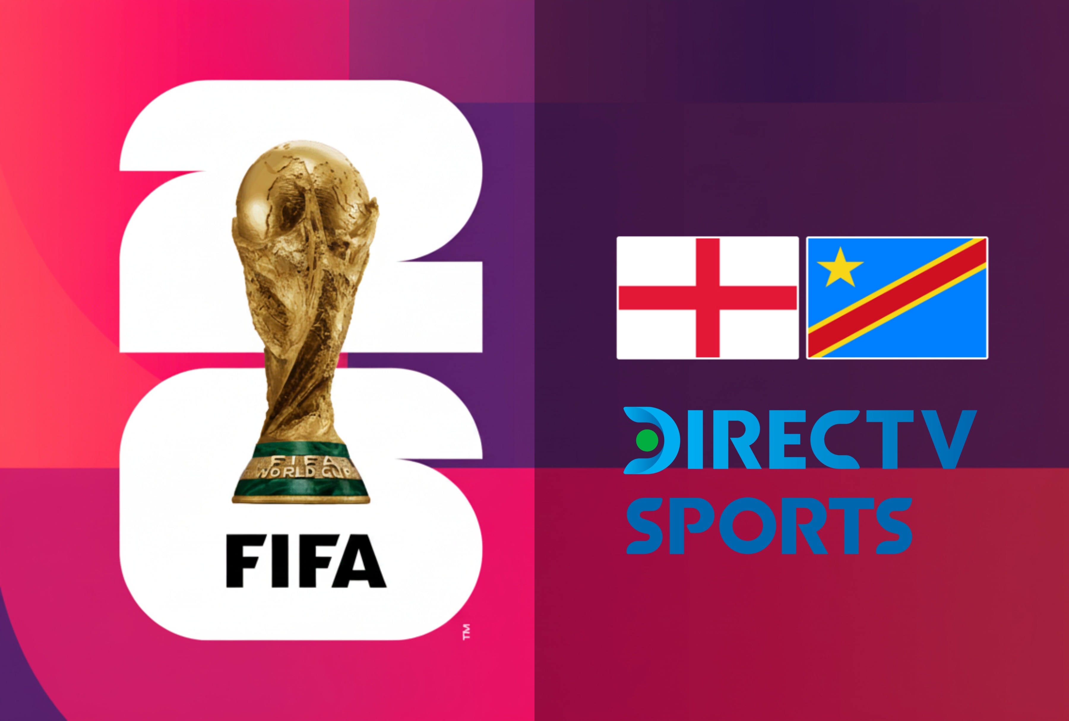Transmisión oficial de DIRECTV en vivo para el encuentro de Inglaterra vs. RD Congo por el Mundial 2026. Siga el juego mediante los canales de Fútbol TV y la plataforma DGO online. | Crédito: fifa.com / Composición Depor