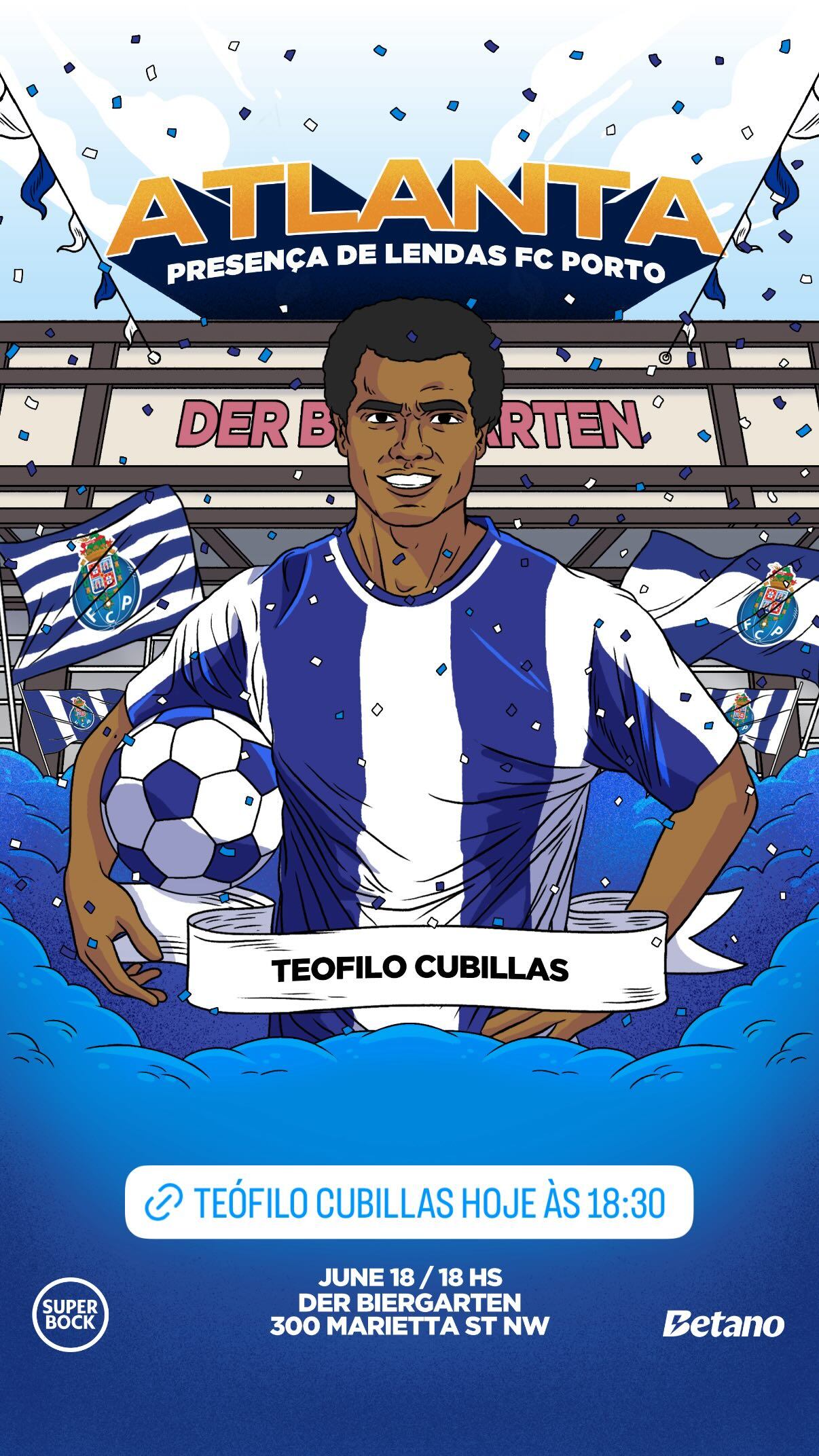 Así anunció Porto la presencia de Teófilo Cubillas en su Fan Zone en Atlanta, Estados Unidos. (Foto: @FCPorto)