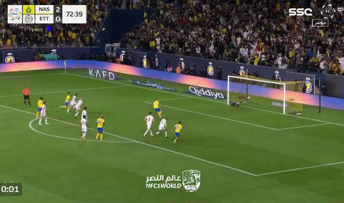 Cristiano Ronaldo fue el autor del gol del 3-0 de Al Nassr vs. Al Ettifaq