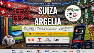 Canales de transmisión Suiza vs. Argelia por 16avos del Mundial 2026