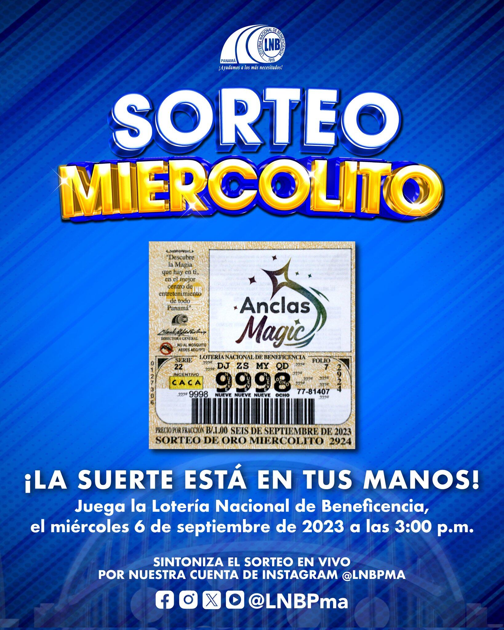 Resultados del Sorteo Miercolito de la Lotería Nacional de Panamá. (Foto: lnbpma)