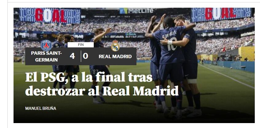 Real Madrid recibió ola de críticas, tras goleada ante PSG. (Captura: Mundo Deportivo)