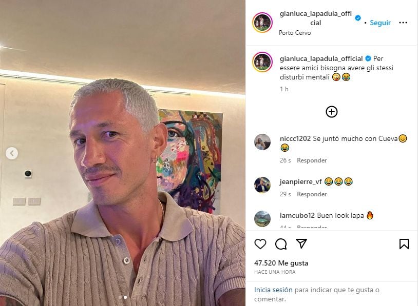 La publicación de Gianluca Lapadula en redes sociales. (Captura: Instagram)