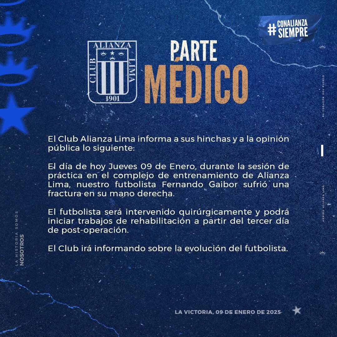 Alianza Lima informó sobre la lesión de Gaibor.