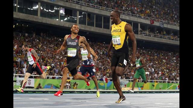 Usain Bolt terminó entre risas con De Grasse los 200 metros en Río 2016