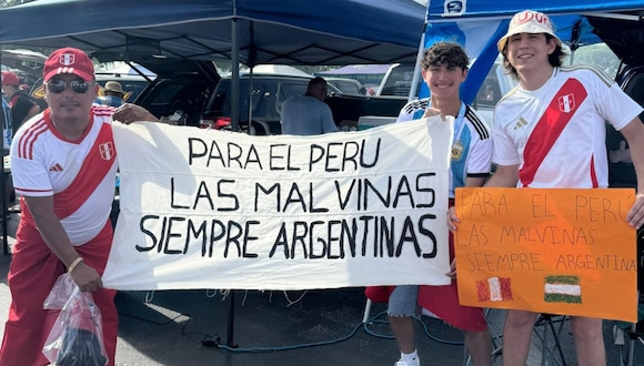 “Las Malvinas siempre serán argentinas”: el mensaje de unión de los hinchas previo al Perú vs Argentina. (Nahuel Lanzón)