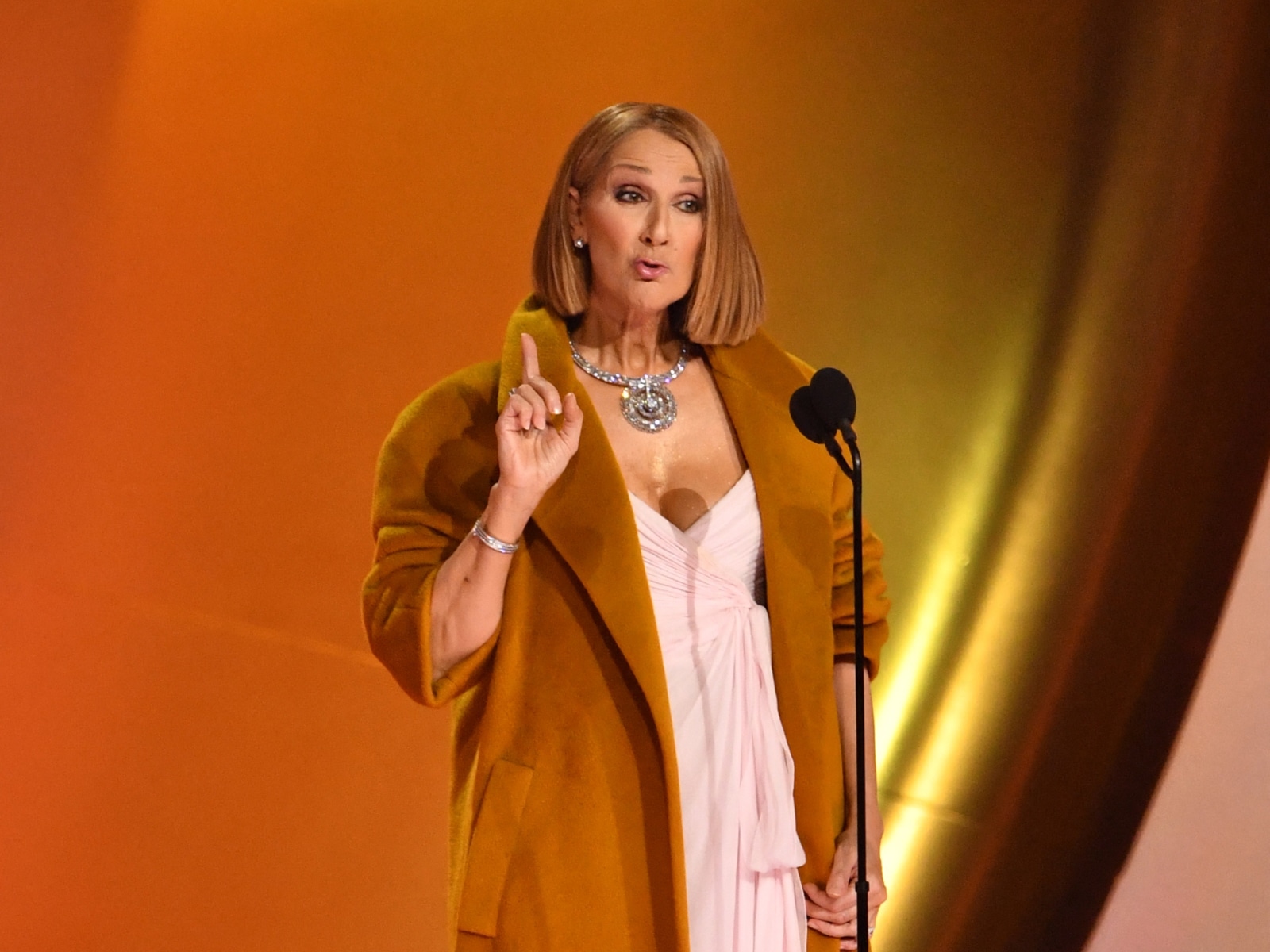 Céline Dion sorprendió al público de los premios Grammy 2024 porque no se encontraba dentro de la programación ni de los invitados (Foto: AFP)