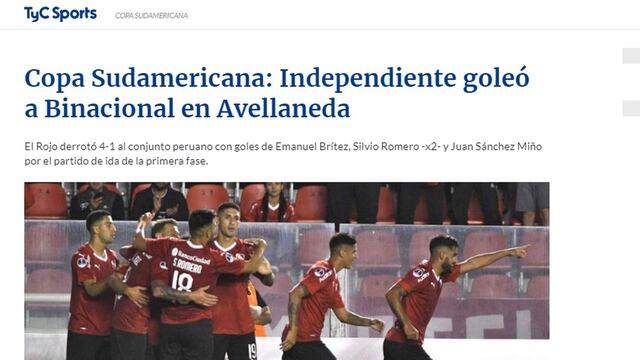 Binacional cayó ante Independiente por la Copa Sudamericana y así reaccionó la prensa argentina [FOTOS]