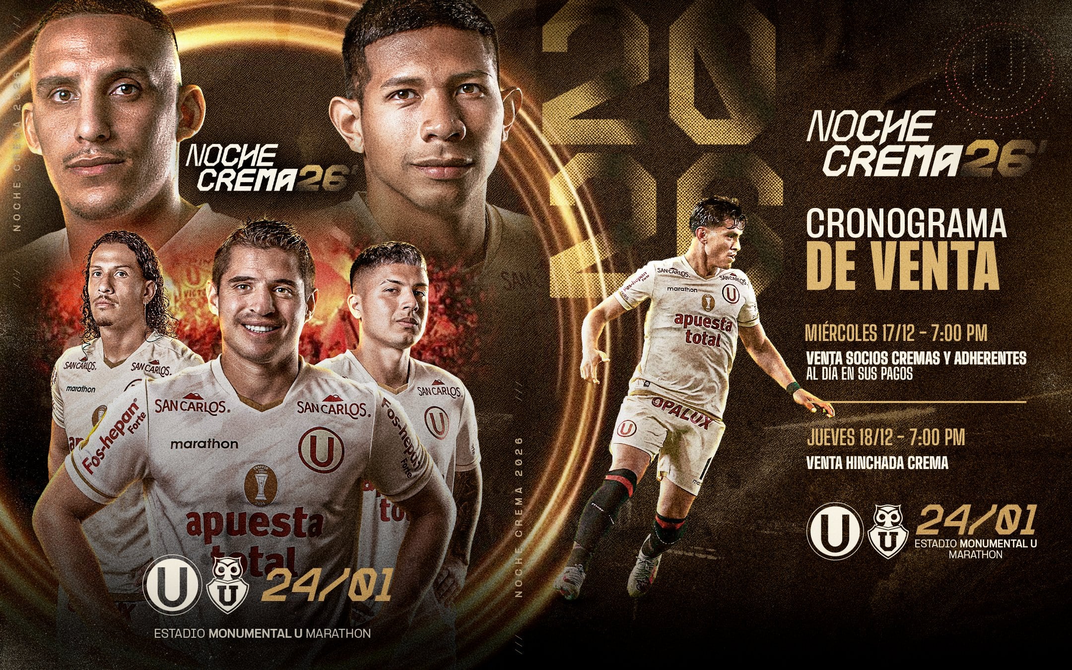 Anuncio oficial de la Noche Crema 2026 | Foto: Universitario