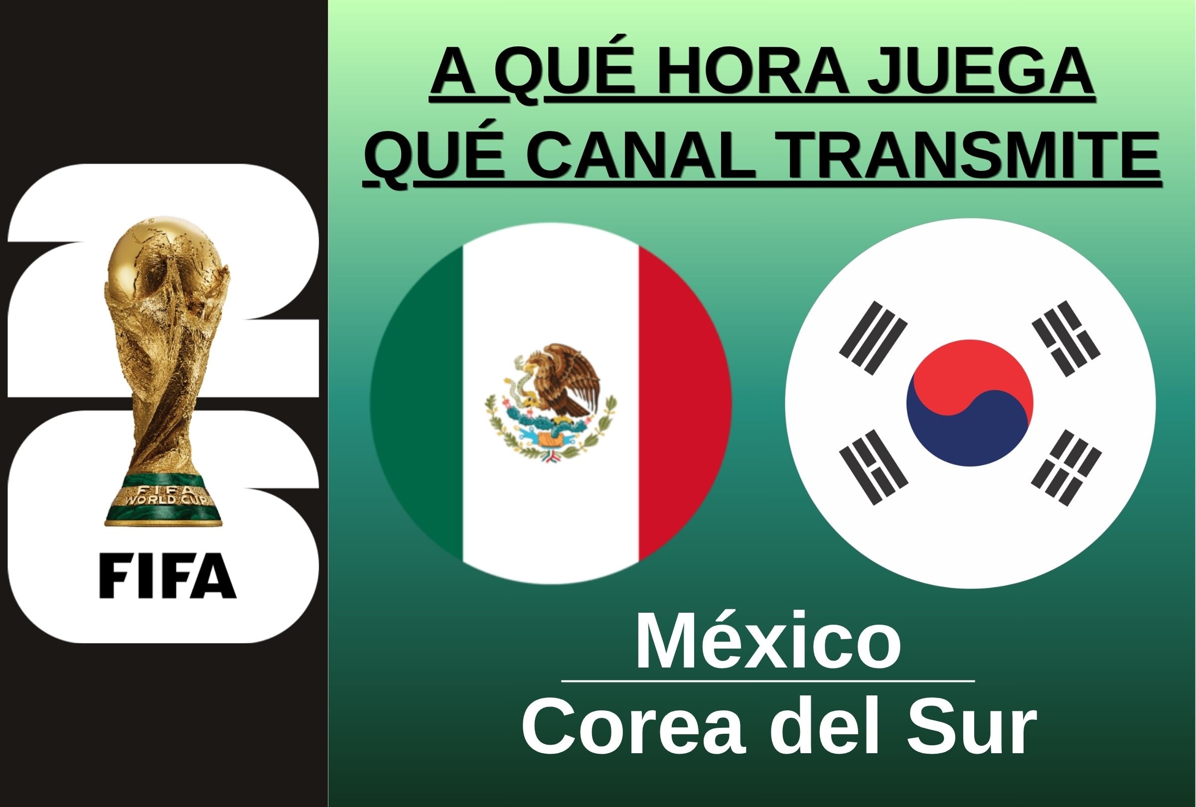 Conoce los horarios y canales de TV para ver el partido México vs. Corea del Sur EN VIVO HOY 18 de junio por la Copa Mundial 2026. (Foto: Composición Depor)