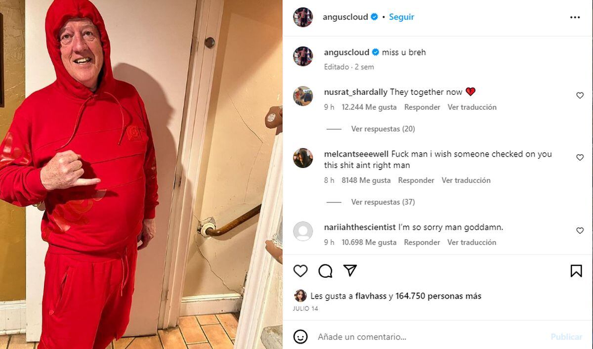 La publicación del artista para su fallecido padre (Foto: Angus Cloud / Instagram)