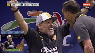 ¡Se volvió loco! Así celebró Diego Maradona los goles de Dorados de Sinaloa ante Cafetaleros [VIDEO]