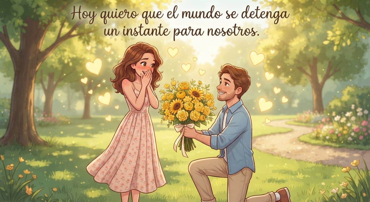 "Hoy quiero que el mundo se detenga un instante para nosotros", anónimo. Imagen creada por la IA de Gemini.