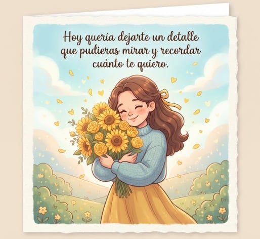 "Hoy quería dejarte un detalle que pudieras mirar y recordar cuánto te quiero", anónimo. Imagen creada por la IA de Gemini.