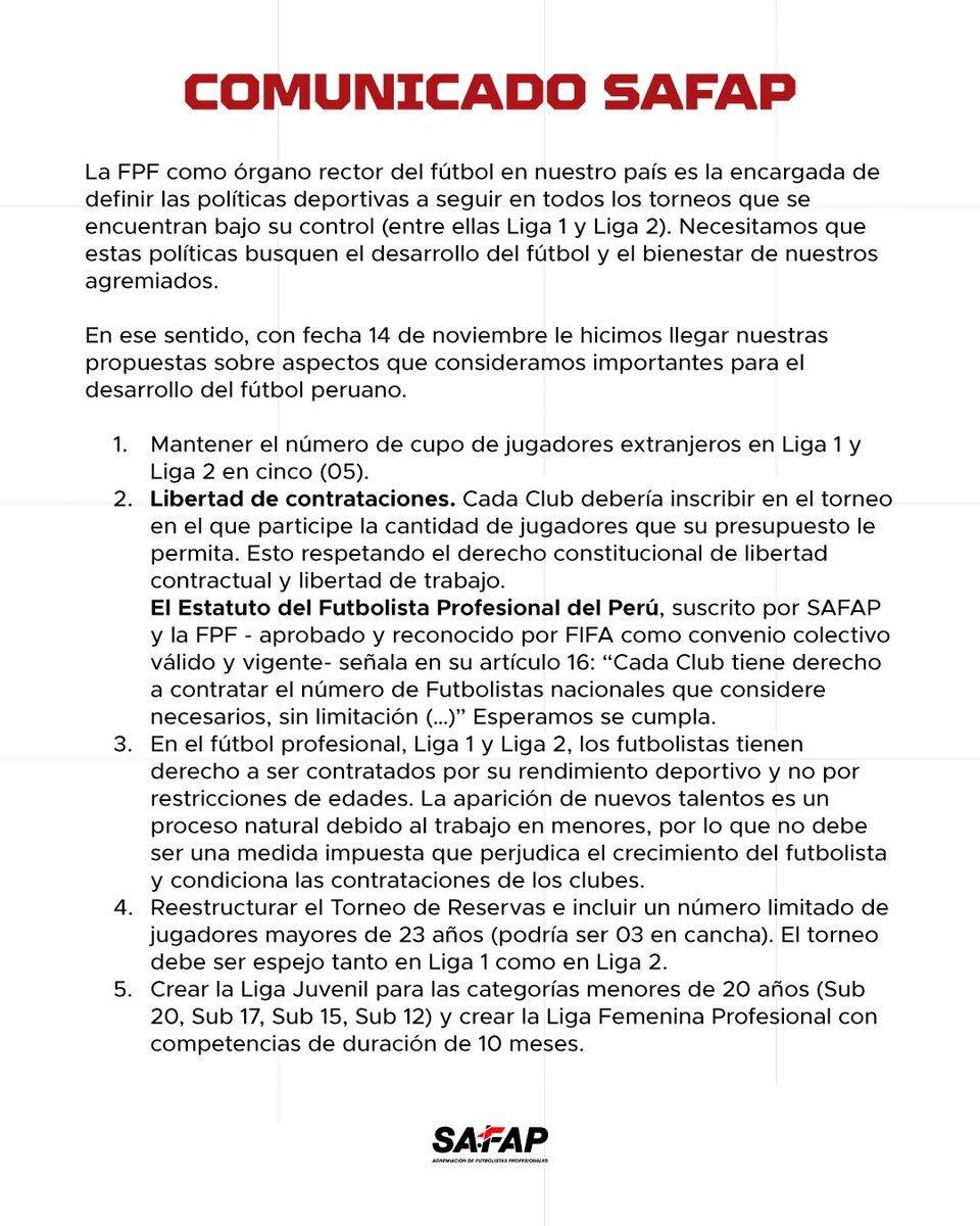 SAFAP y sus recomendaciones para la Liga 1 de 2024.