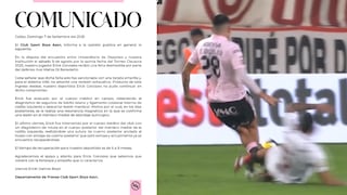 Sport Boys acusó a Di Benedetto por “desleal” y comunicó parte médico de Erick Gonzáles