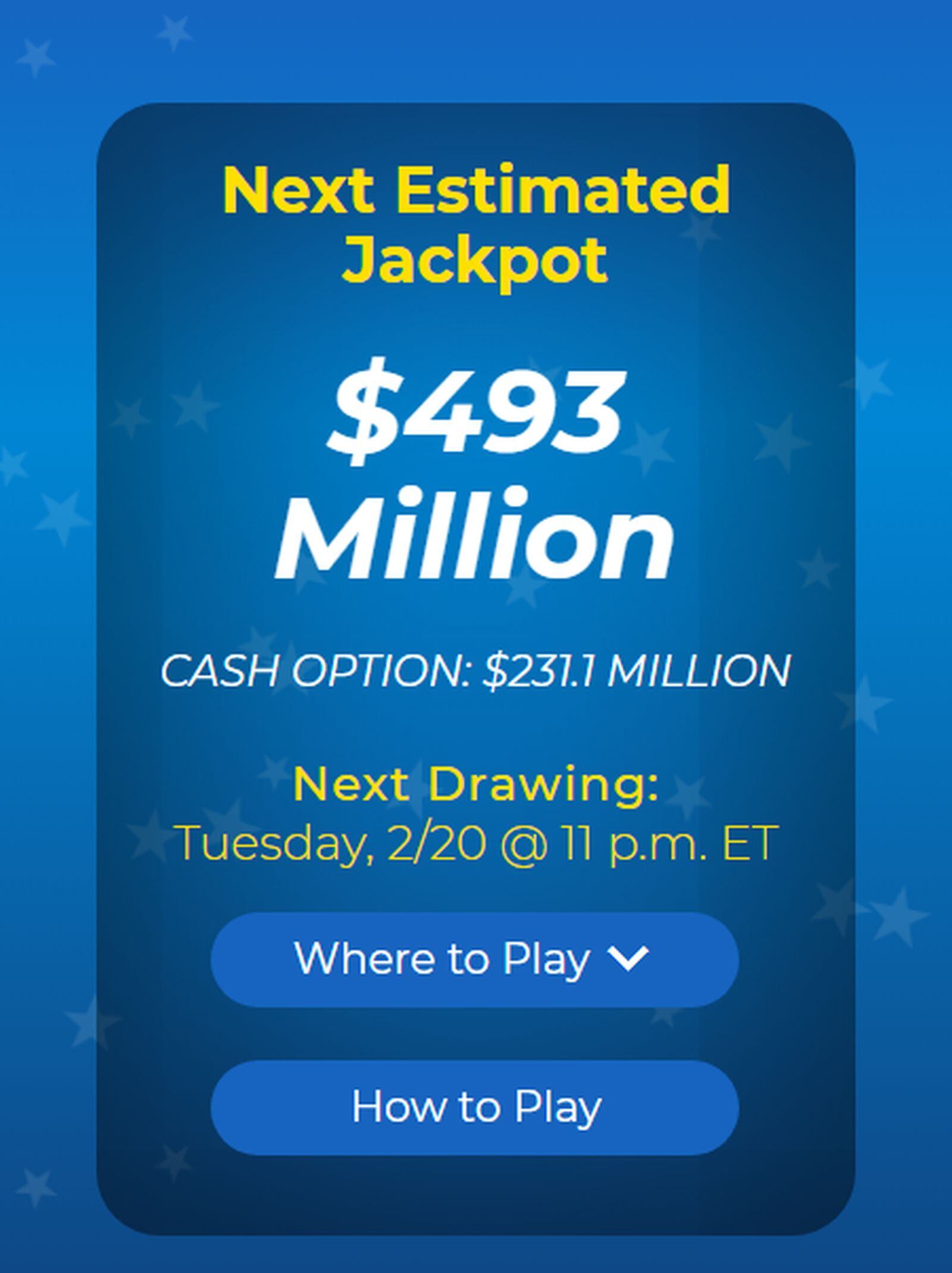 La lotería Mega Millions ofrece un pozo de 493 millones de dólares este 20 de febrero (Foto: Mega Millions)