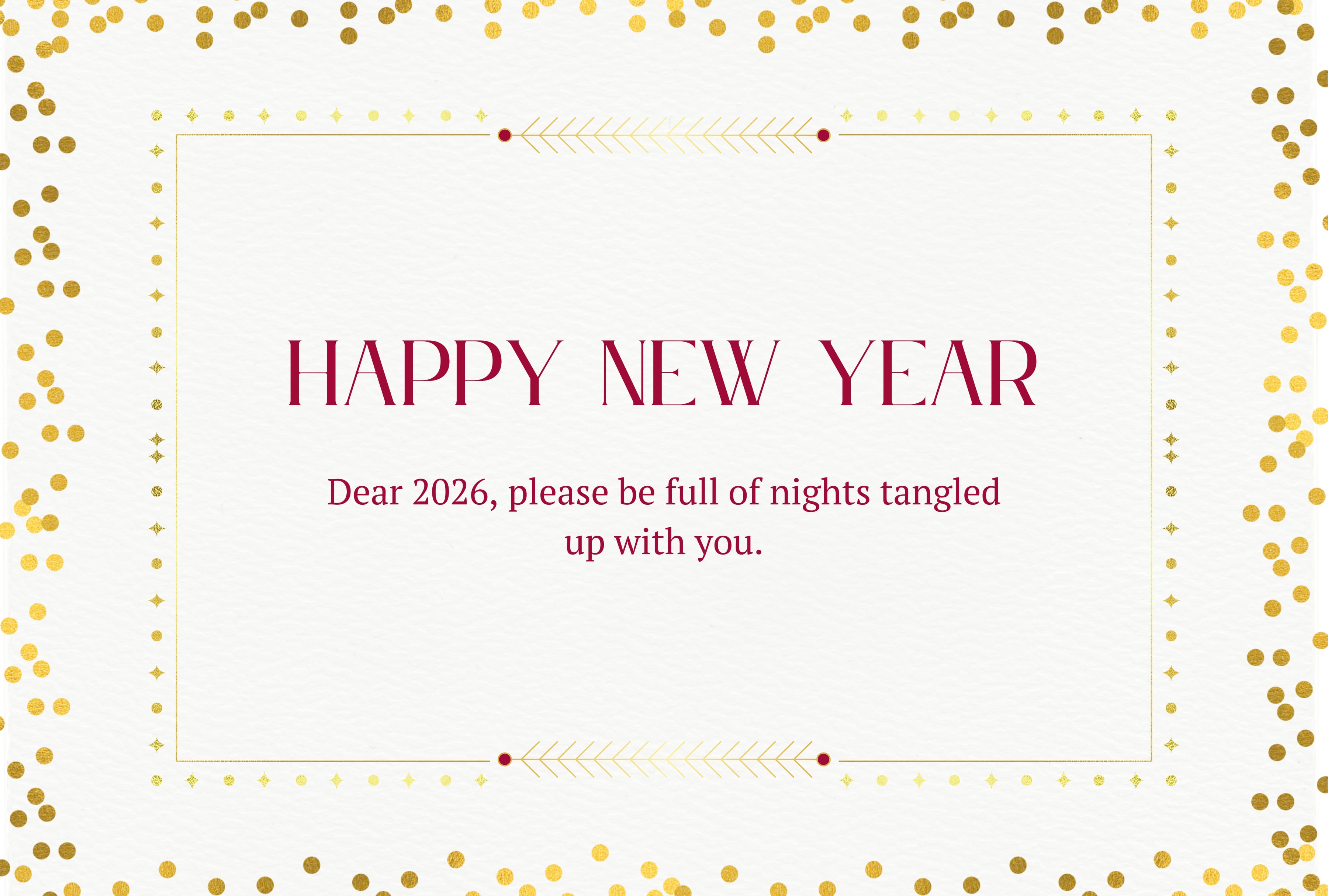 "Dear 2026, please be full of nights tangled up with you." | Photo by canva.com / Depor
