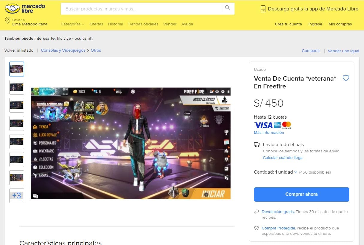 Oferta disponible en Mercado Libre