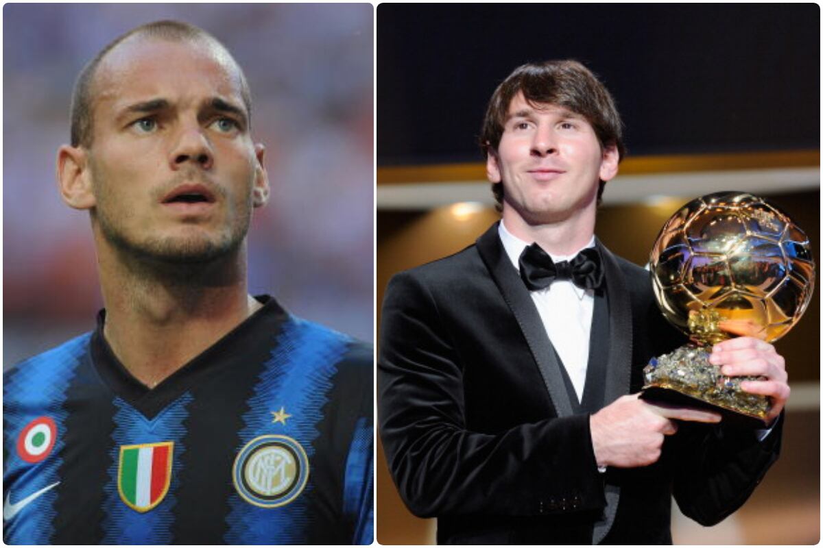 Wesley Sneijder quedó cuarto en el Balón de Oro 2010 tras Iniesta, Xavi y Lionel Messi. (Foto: Getty Images)