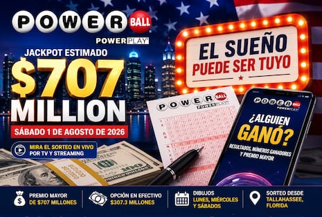 Números ganadores del Powerball EN VIVO hoy, 1 de agosto 2026: resultados del sorteo jackpot de $707 millones en EE.UU.