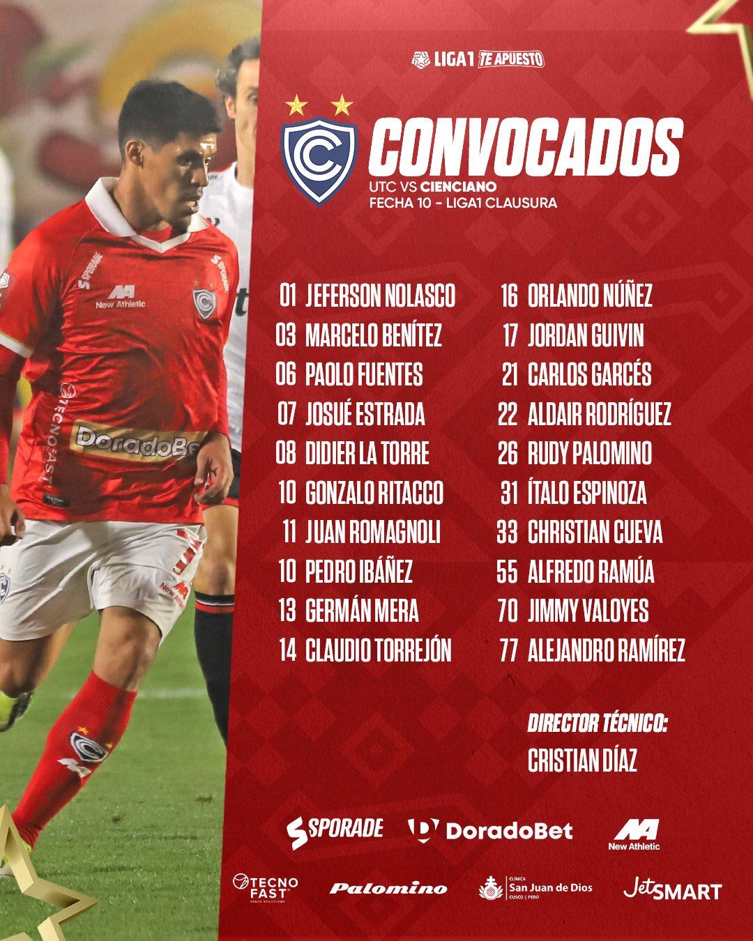 Christian Cueva convocado para el Cienciano vs. UTC. (Foto: Cienciano)