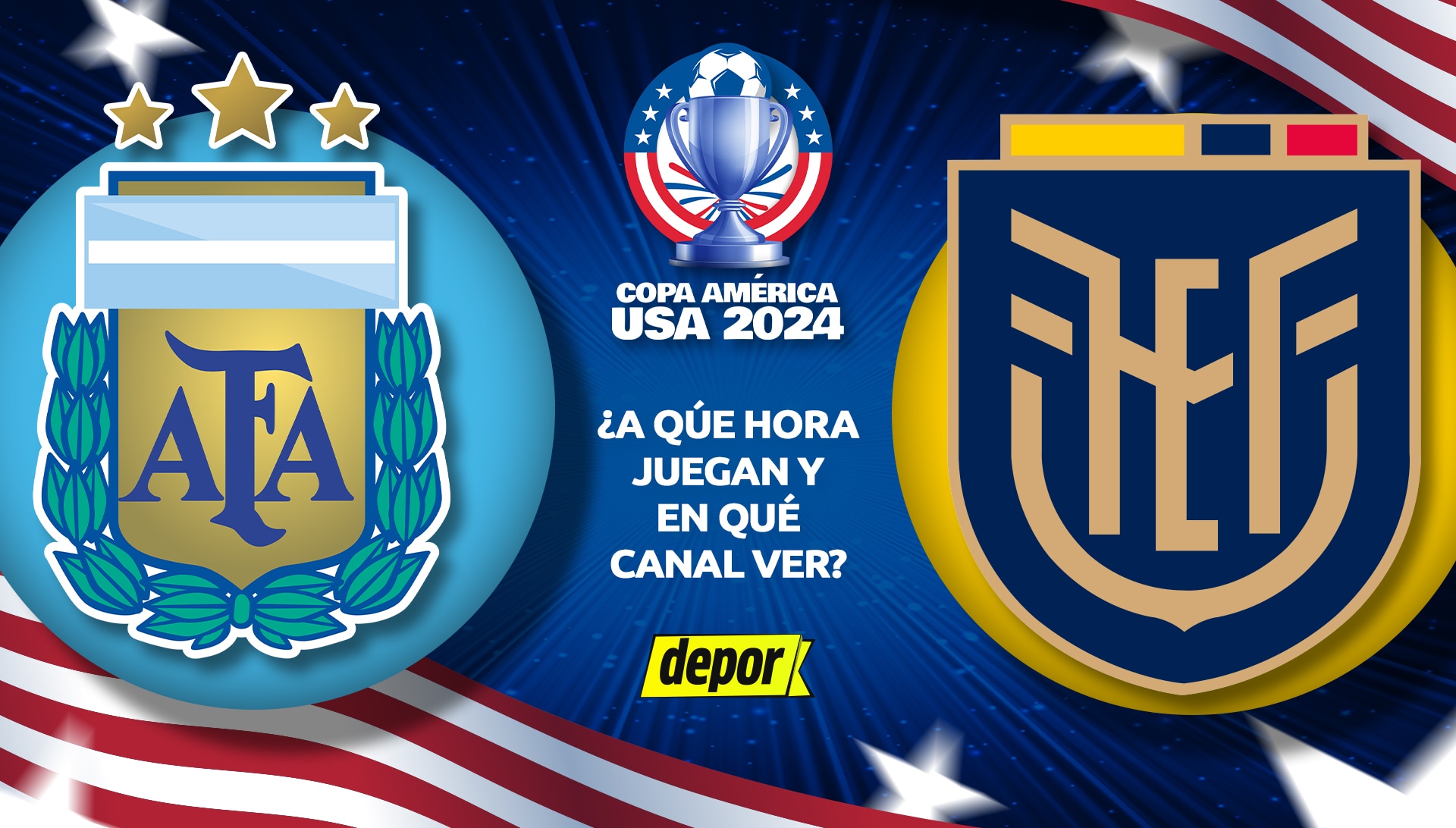 ¿Canal de TV para ver Argentina vs Ecuador por cuartos de final de la Copa América 2024? (Diseño: Depor)