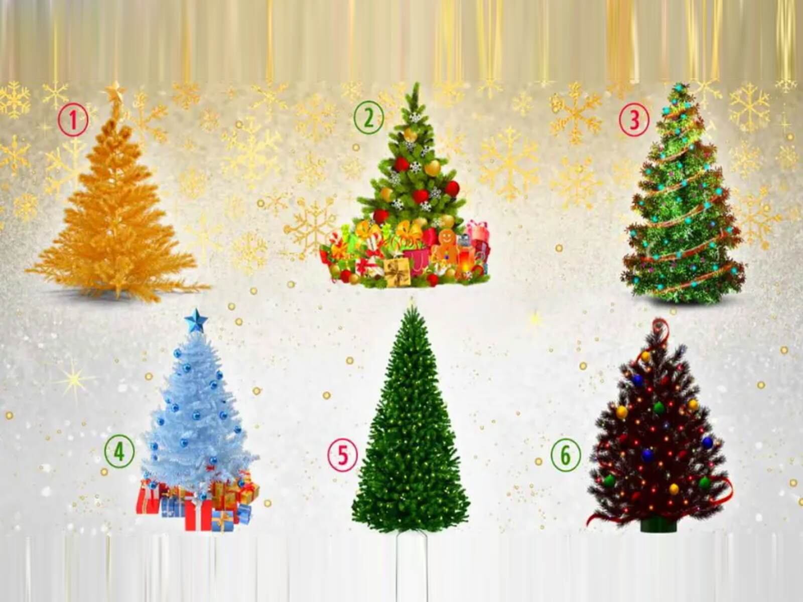 TEST VISUAL | Esta imagen te muestra seis árboles de Navidad. Indica cuál es tu preferido. (Foto: namastest.net)