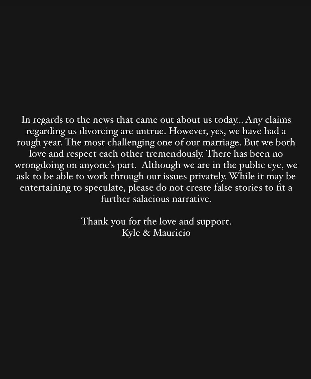 Pronunciamiento de la actriz sobre su separación de Mauricio Umansky (Foto: Kyle Richards / Instagram)