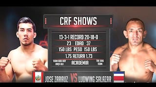 MMA: peruano José Zarauz peleará ante Ludwing'Perro' Salazar en Costa Rica