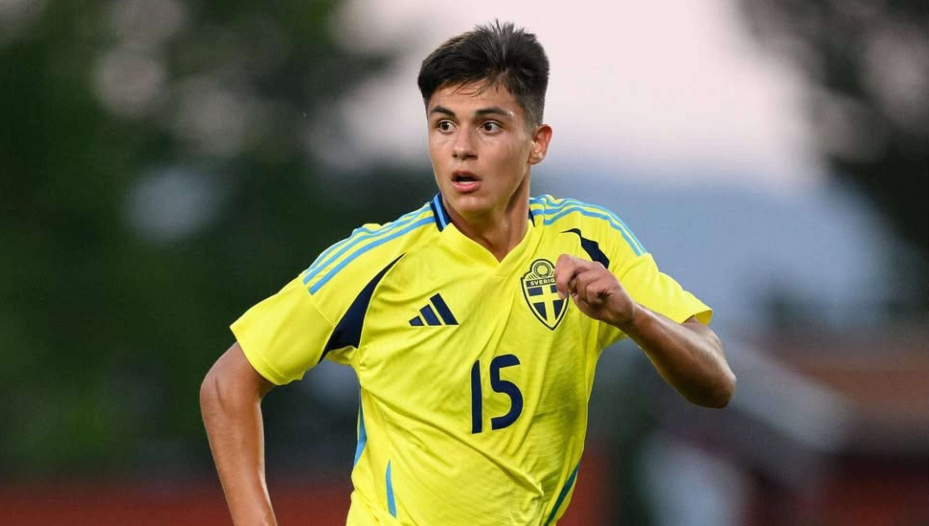 Matteo Pérez Vinlöf en su debut con la Selección Sub-21 de Suecia. (Foto: Selección de Suecia)
