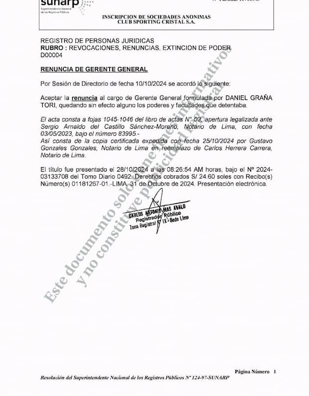 Daniel Graña dejó de ser gerente general de Sporting Cristal. (Difusión)