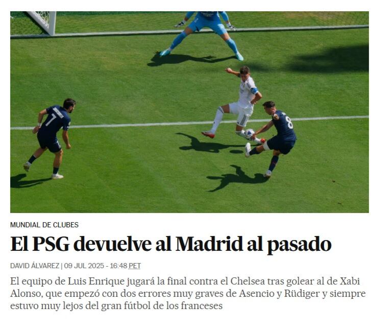 Real Madrid recibió ola de críticas, tras goleada ante PSG. (Captura: El País)
