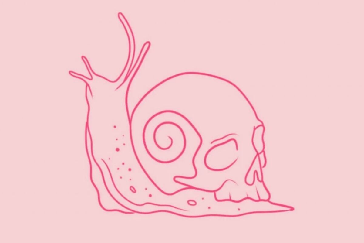 TEST VISUAL | Esta imagen, que posee un fondo de color rosado, te muestra dos dibujos: el de un caracol y el de un cráneo. (Foto: MDZ Online)