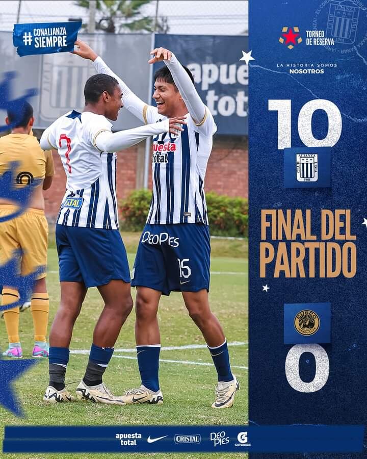Alianza Lima goleó a Cusco FC por el Torneo de Reservas. (Foto: Alianza Lima)