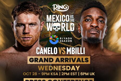 ¿A qué hora empieza la pelea de Canelo vs. Christian Mbilli este en Arabia Saudita?