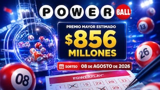 Números ganadores del Powerball, 08/08/2026: resultados del sorteo por $856 millones en Estados Unidos