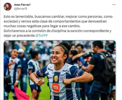 Jean Ferrari solicitará sanción a Alianza Lima. (Captura)