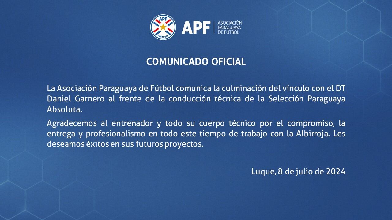 Daniel Garnero fue destituido como DT de Paraguay. (Foto: APF)