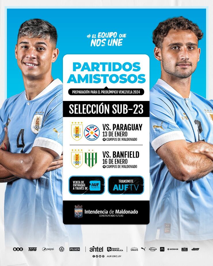 Estos son los amistosos que disputará la Sub-23 de Uruguay. (Foto: @Uruguay)