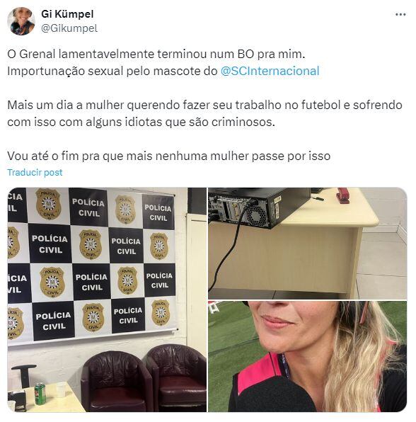 El posteo de la periodista que denunció acoso sexual de la mascota del Inter.