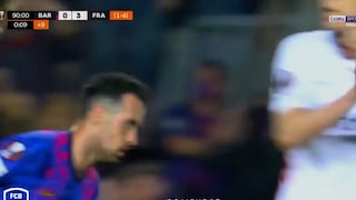 Reacción tardía: gol de Sergio Busquets para 3-1 del Barcelona vs. Frankfurt por Europa League