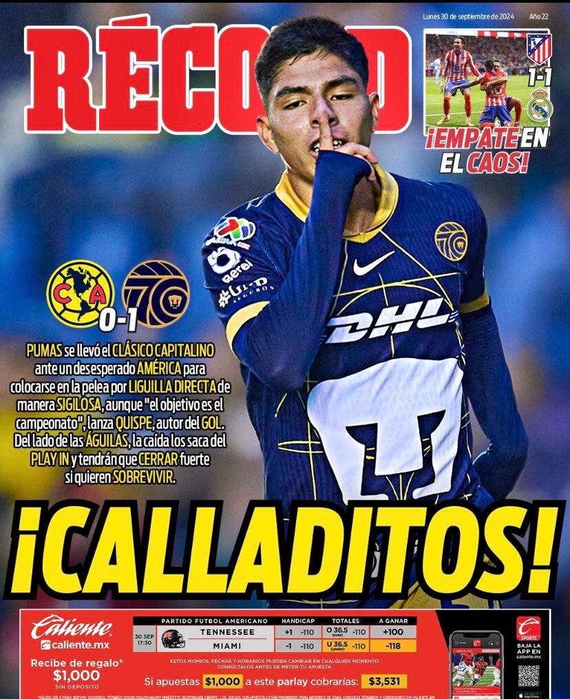 Piero Quispe en el diario Récord de México. (Foto: Captura).