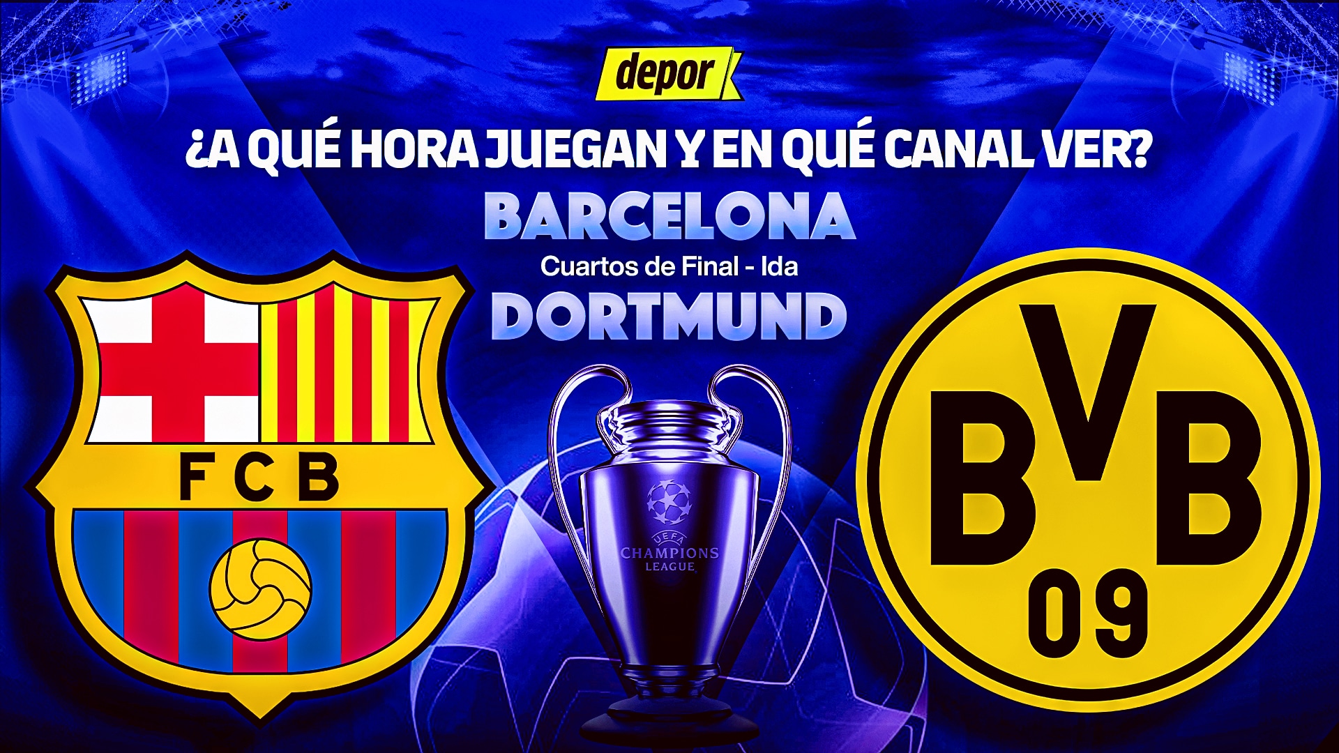 Barcelona y Borussia Dortmund se enfrentan por la ida de los cuartos de final de la Champions League. (Diseño: Christian Marlow)