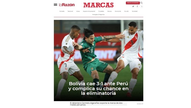 La reacción de la prensa internacional al triunfo de Perú sobre Bolivia. (Imagen: Captura)