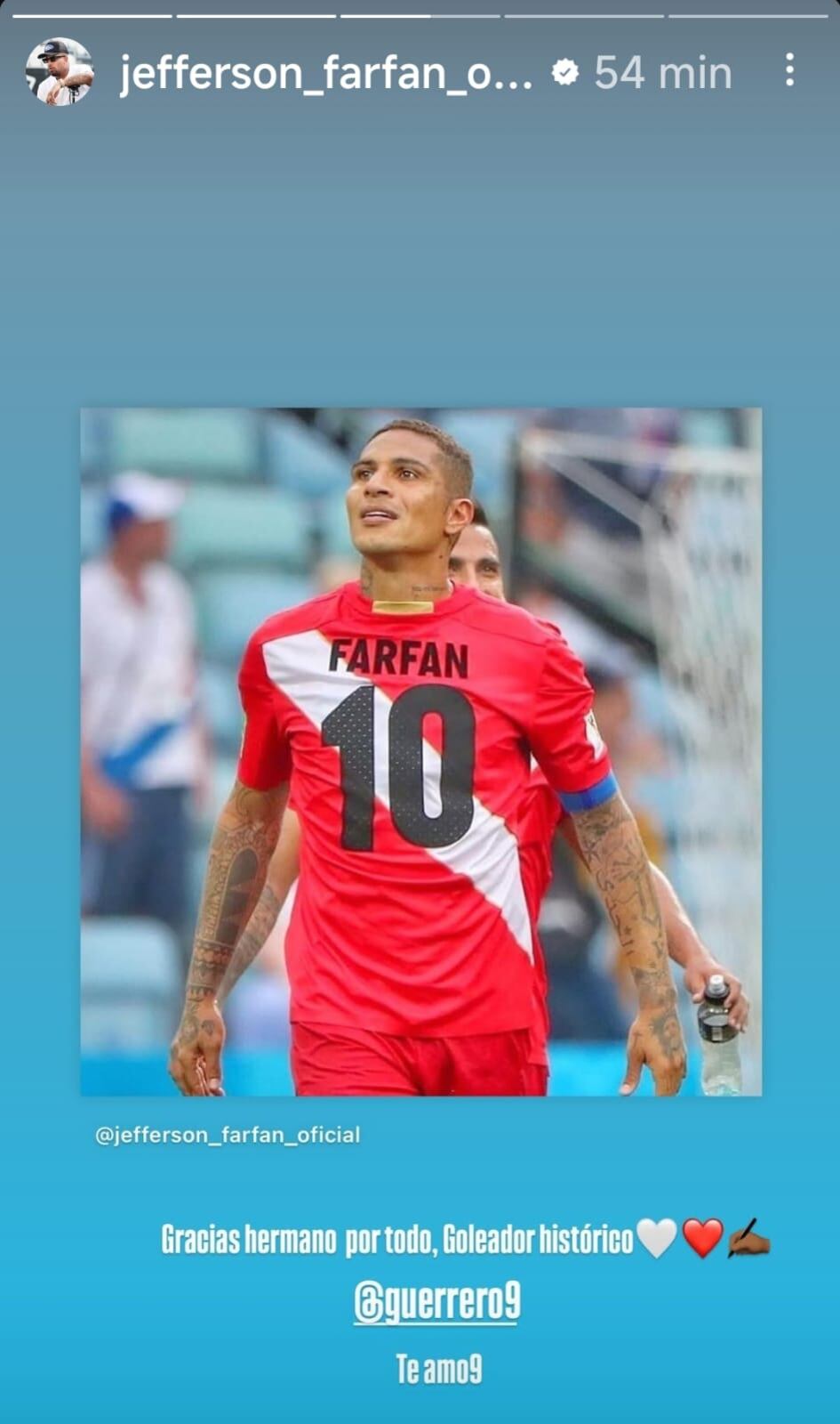 Jefferson Farfán le dejó un emotivo mensaje a Paolo Guerrero. (Imagen: Instagram)