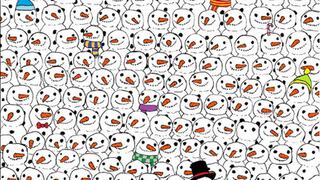 Hallar al oso panda oculto entre muñecos de nieve es el reto viral más complicado de todos
