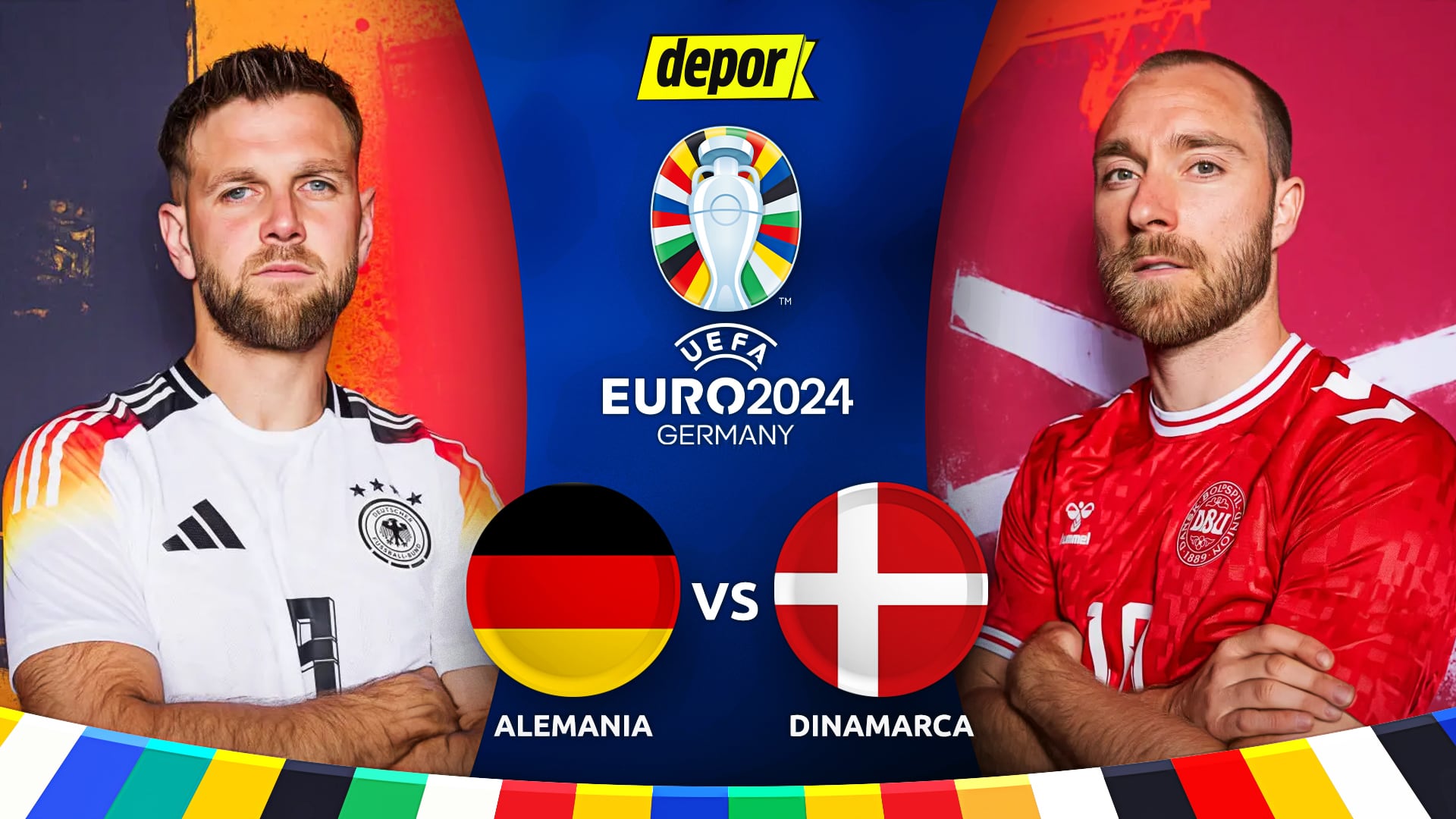 Alemania vs. Dinamarca por Eurocopa 2024. (Diseño: Depor)